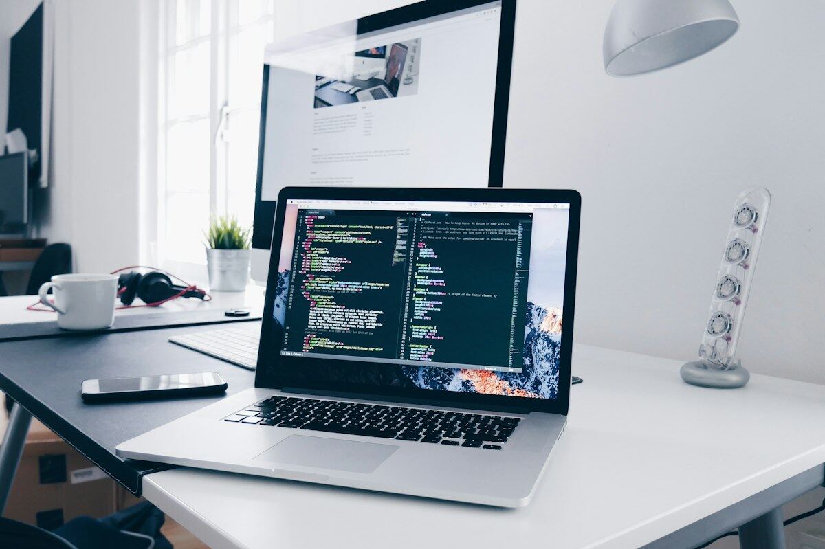 Laptop workspace on a desk